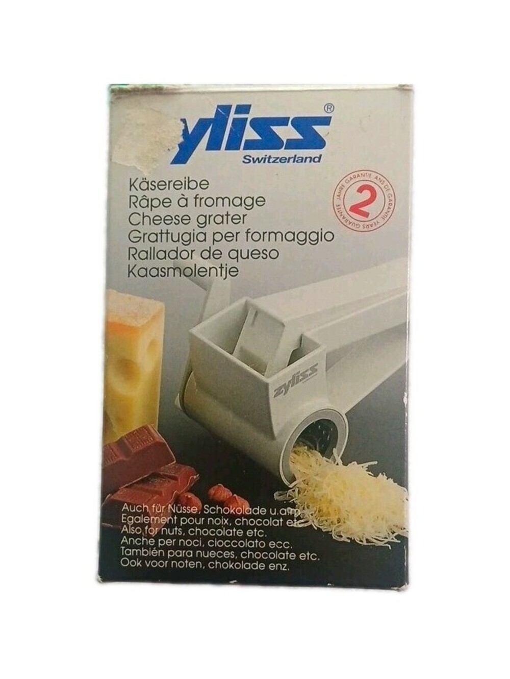 Zyliss Switzerland Manual Cheese Grater, White, Grate Blade, 1-Piece Set